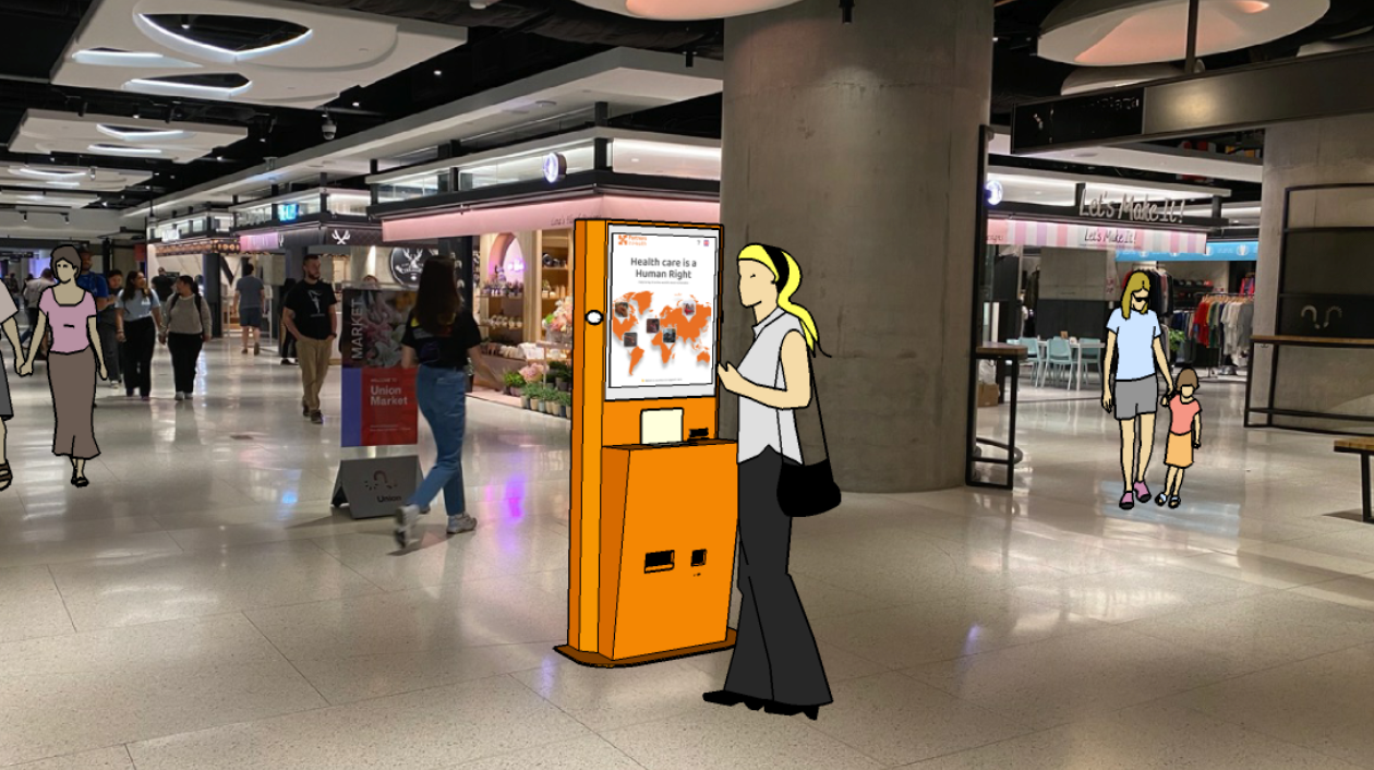The Giveback donation kiosk mockup